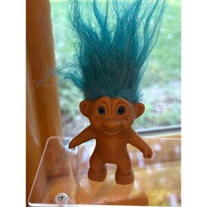 Vintage Troll Doll With Blue Hair and Blue Eyes 3"